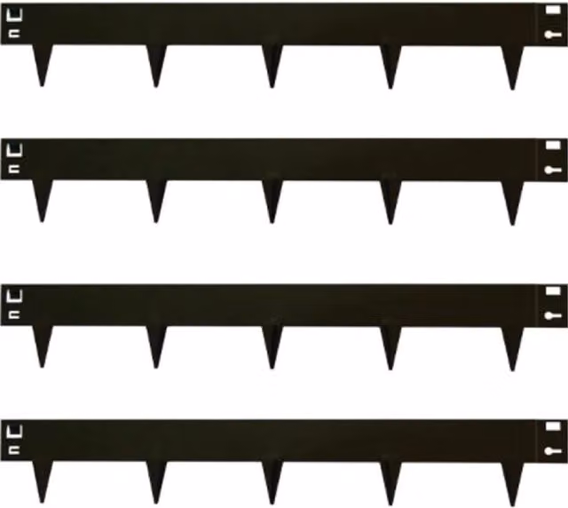 Garden Gear Pack of Four Heavy Duty Black Galvanised Steel Metal Border Edging