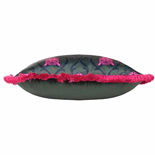 Paoletti Lupita Square Velvet Graphic Cushion with Removable Polyester Cover in Green or Pink – 2