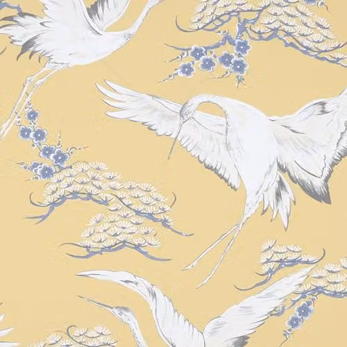 Superfresco Easy Cranes Ochre, Blue and Yellow Animal and Floral Pattern Wallpaper Roll – 2