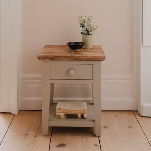Statement Furniture Florence Wooden Sofa Table in Truffle Brown with Drawer and Shelf, W/D/H: 55 x 40 x 45 cm