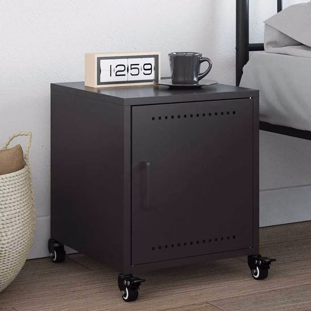 Berkfield Home Black Matt Metal Bedside Cabinet W/D/H: 36 x 39 x 43.5 cm – 2