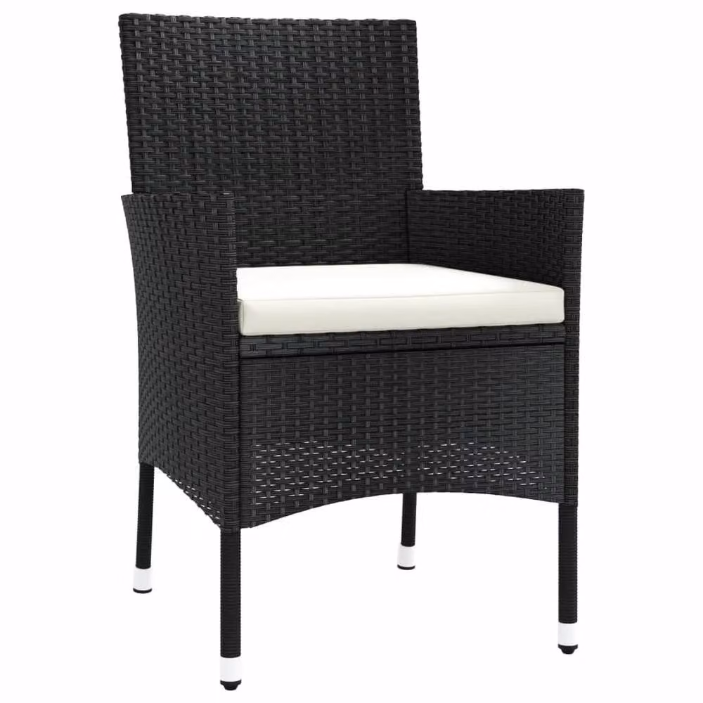 Berkfield Home 5 Piece Black Poly Rattan Garden Bistro Set with Cushions – 5
