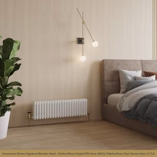 UK Radiators Alpha 4 Column Traditional Cast-Iron Style Radiator in White, W: 988 mm, H: 300 mm – 3