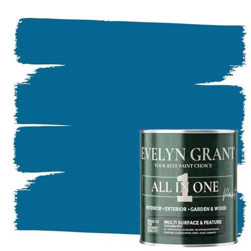 Evelyn Grant All-In-One Multi-Surface Paint and Primer, Matt, Deep Blue, 1L – 1