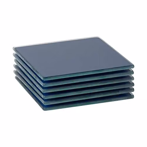 Harbour Housewares Blue Square Glass Coasters, Pack of 6, 10 cm