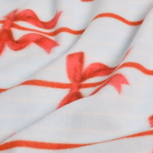 OHS Festive Bow Print Polar Fleece Throw Blanket in Blue and Red, W/D/H: 120 x 150 cm – 3