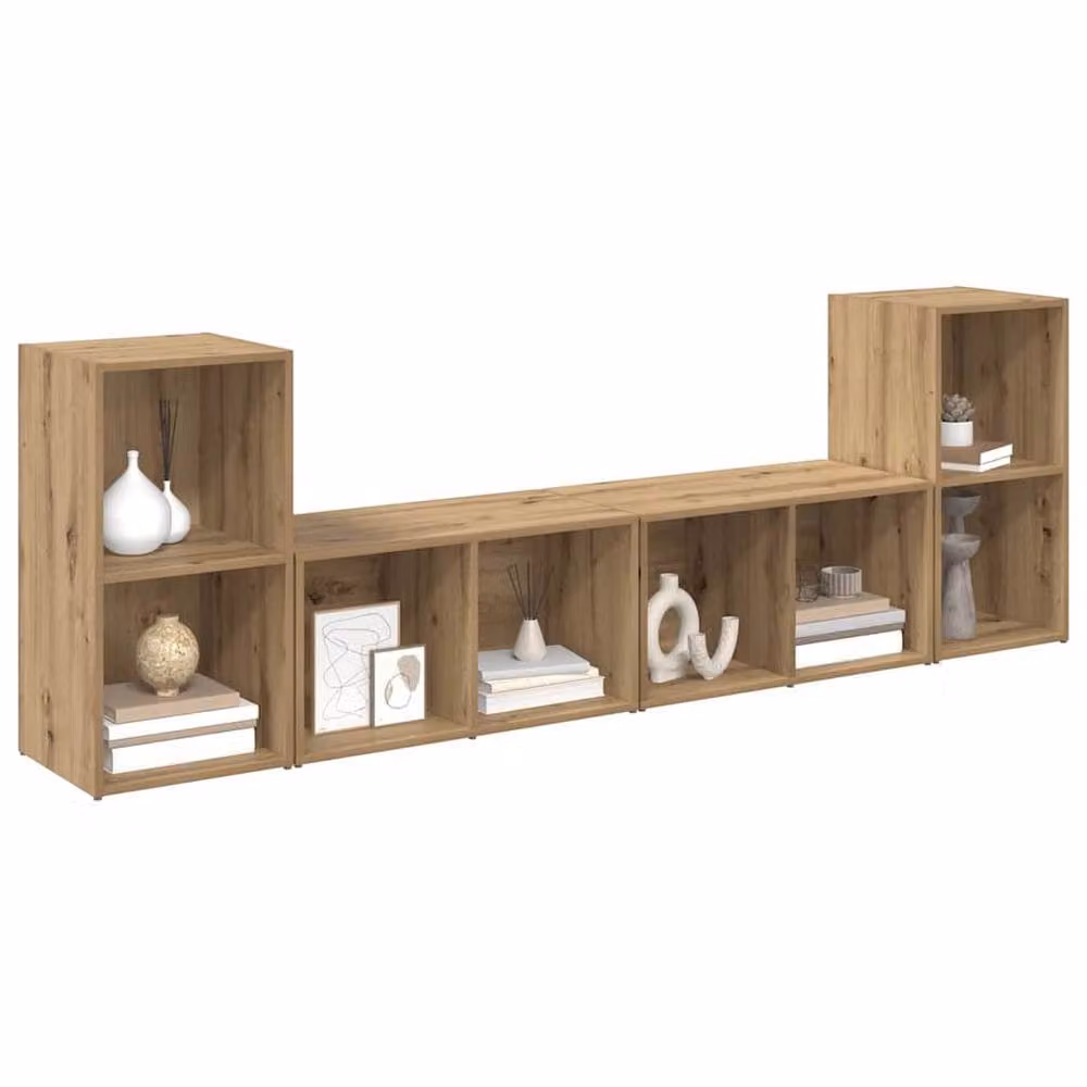 Berkfield Home 4-Piece Artisan Oak Cube Storage Unit with Shelf in Brown, W/D/H: 72 x 35 x 36.5 cm – 2