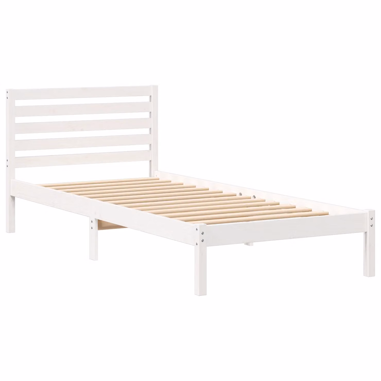Berkfield Home White Solid Pine Wood Bed with Headboard W/D/H: 90 x 210 x 31 cm – 2