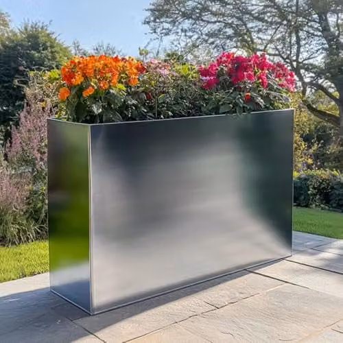 Access Garden Products Galvanised Steel Trough Planter, Silver/Grey, W: 25.0 cm, D: 25.0 cm, H: 60.0 cm