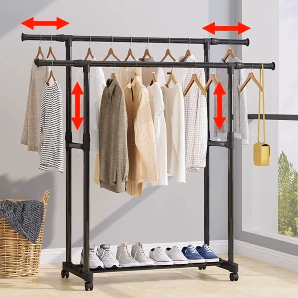 SPETLEK Adjustable Mobile Clothes Garment Hanging Rail in Matt Black, Large – 3