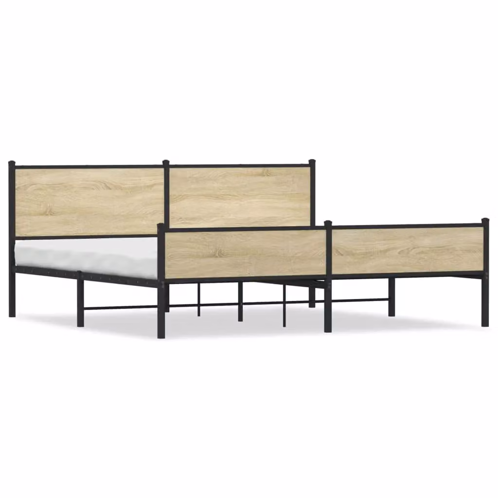 Berkfield Home Metal Bed Frame in Sonoma Oak Brown, 200 x 200 cm – 2