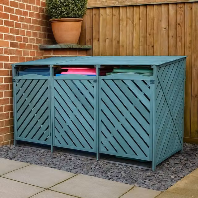 Jack Stonehouse Wooden Triple Wheelie Bin Storage Shed in Green or Turquoise for 240L or 360L Bins