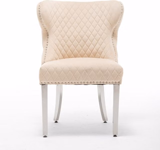 Set of 2 Modernique Vivianna Medusa Velvet Chairs in Beige and Multicolour