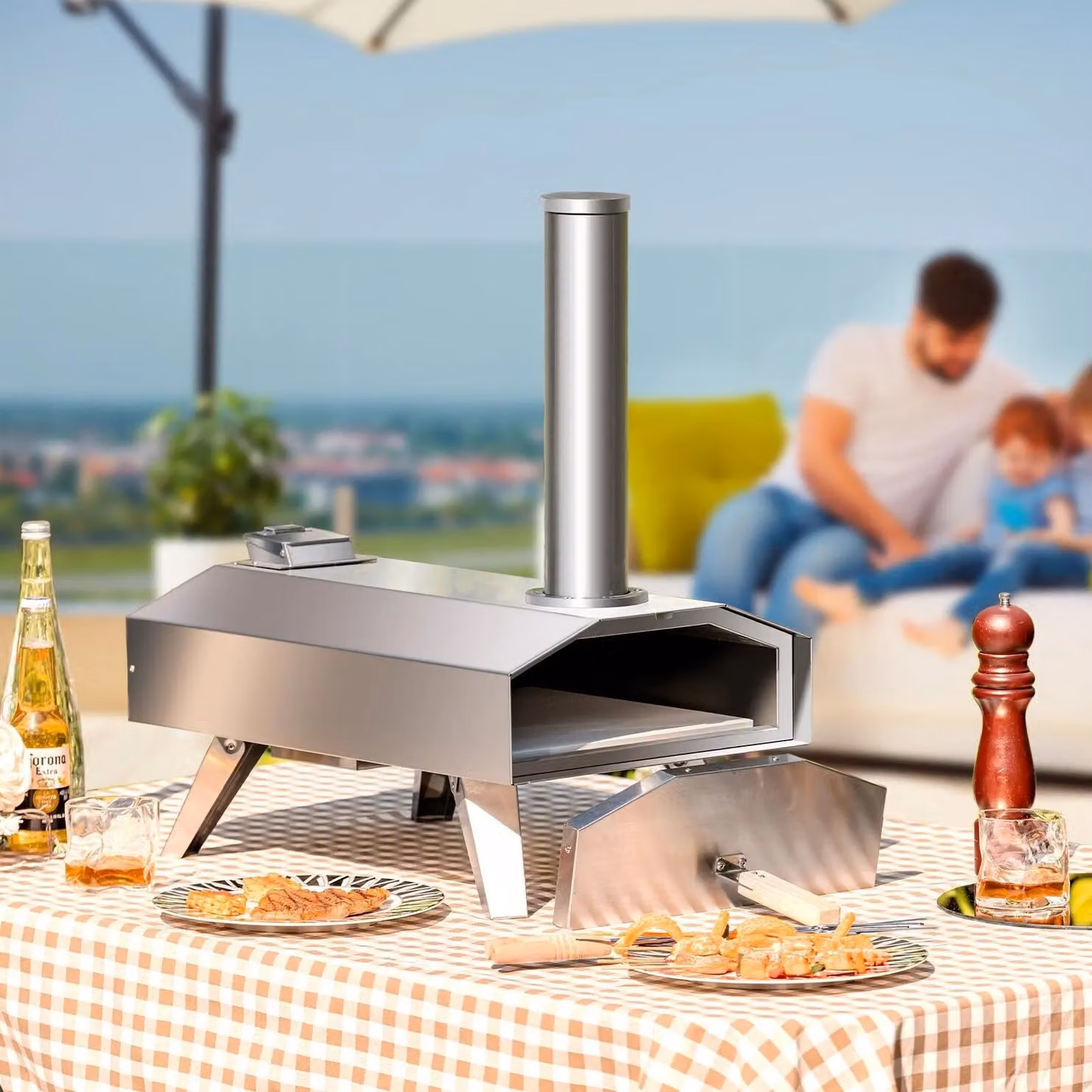 Costway Portable Wood Pellet Fired Stainless Steel Pizza Oven in Silver – 2