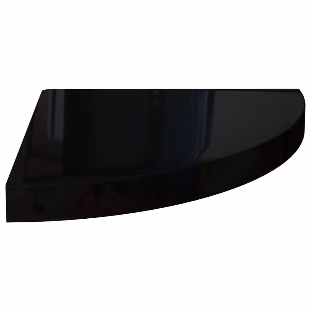 Berkfield Home Durable Floating Corner Shelf in High Gloss Black, W/D/H: 35 x 35 x 3.8 cm – 3