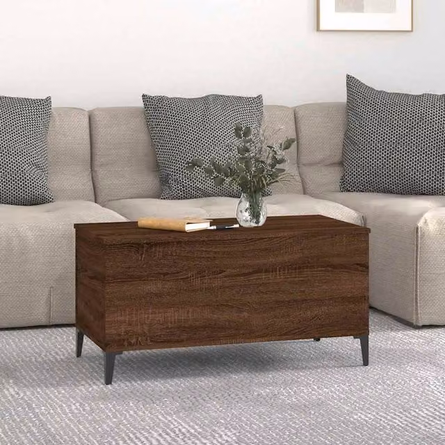 Berkfield Home Modern Rectangular Coffee Table in Brown Oak with Lift Mechanism, W: 90 cm, D: 44.5 cm, H: 45 cm