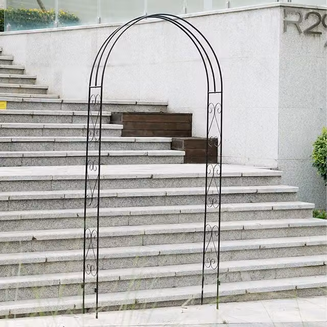 Gr8 Garden Black Metal Decorative Curly Garden Rose Archway Support, H 240 cm x W 120 cm x D 25 cm