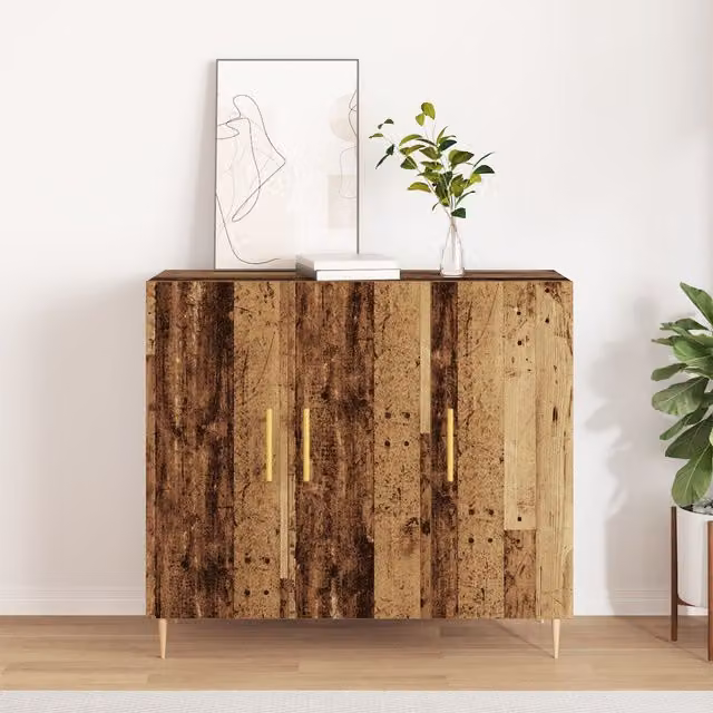 Berkfield Home Rustic Sideboard in Brown and Gold, W/D/H: 90 x 34 x 80 cm – 1