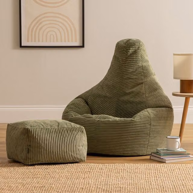 icon Dalton Cord Bean Bag and Footstool in Green