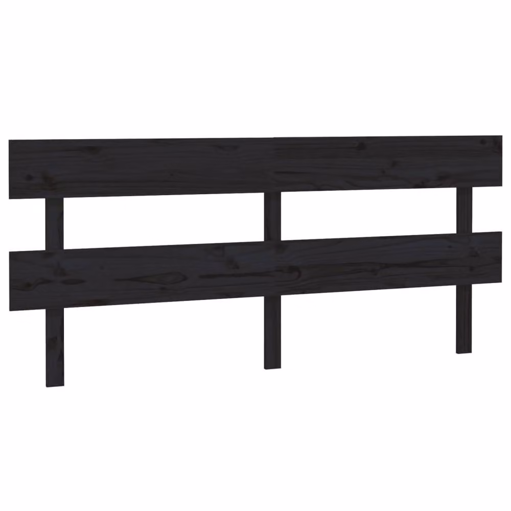 Berkfield Home Beautiful Bed Headboard in Black Solid Pine Wood, W: 184 cm, D: 3 cm, H: 81 cm – 3