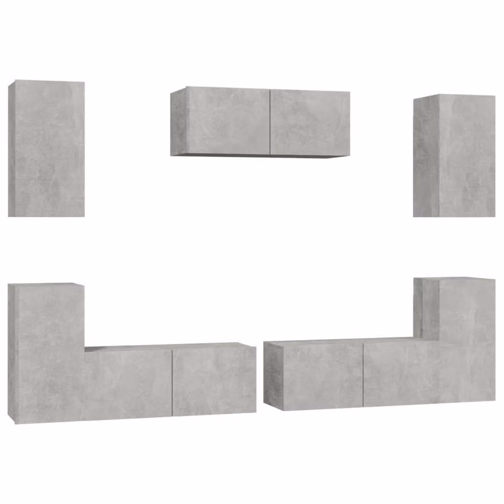 Berkfield Home 7 Piece TV Cabinet Set in Concrete Grey Engineered Wood – 2