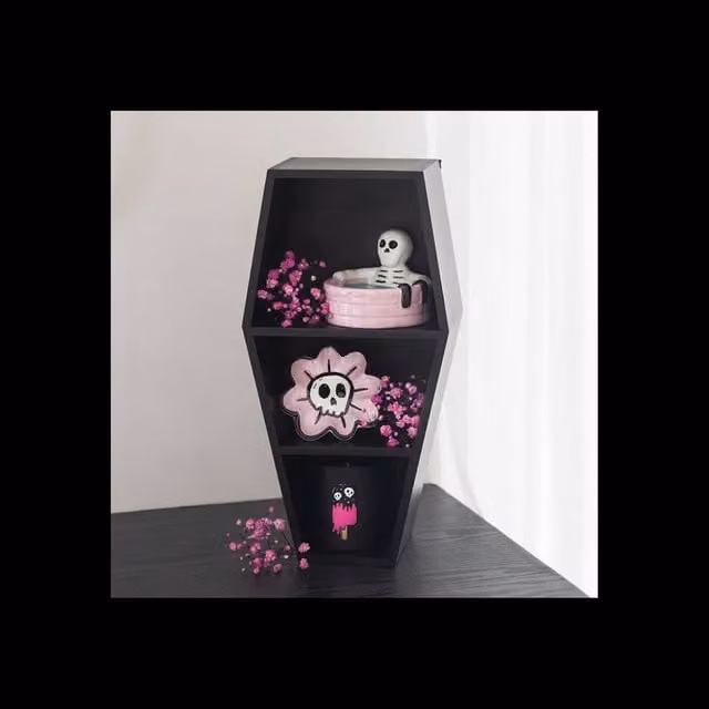 KDMD Gothic Small Black Coffin Wall Mounted Display Storage Unit