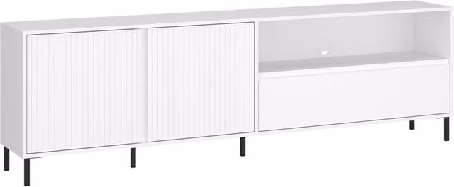 Furniture To Go Avenale TV Cabinet with 2 Doors and 1 Drawer in Alpine White High Gloss – 1