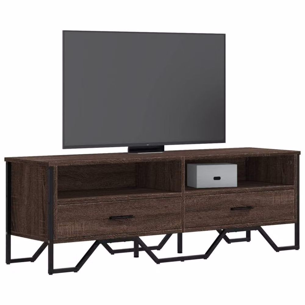 Berkfield Home Industrial TV Cabinet in Brown Oak, W/D/H: 122 x 34 x 41 cm – 2