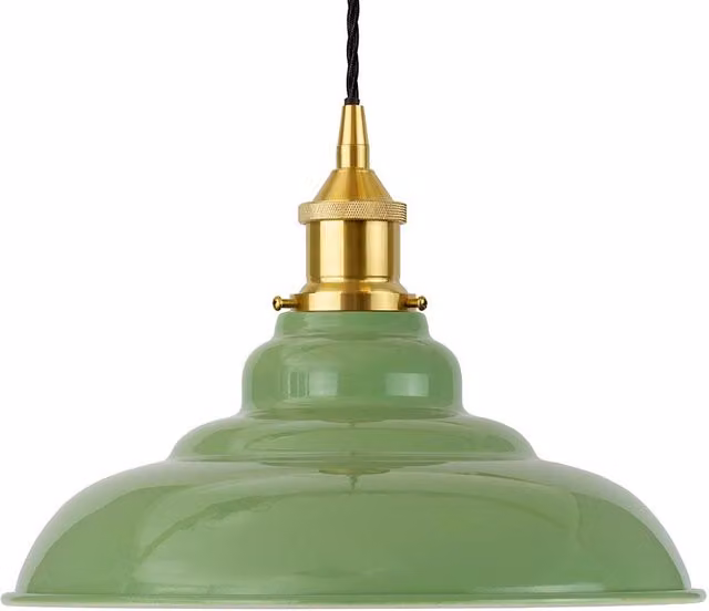 SE Home St Edmund's Mint Green Pendant Light with Polished Brass and Black Twisted Detail