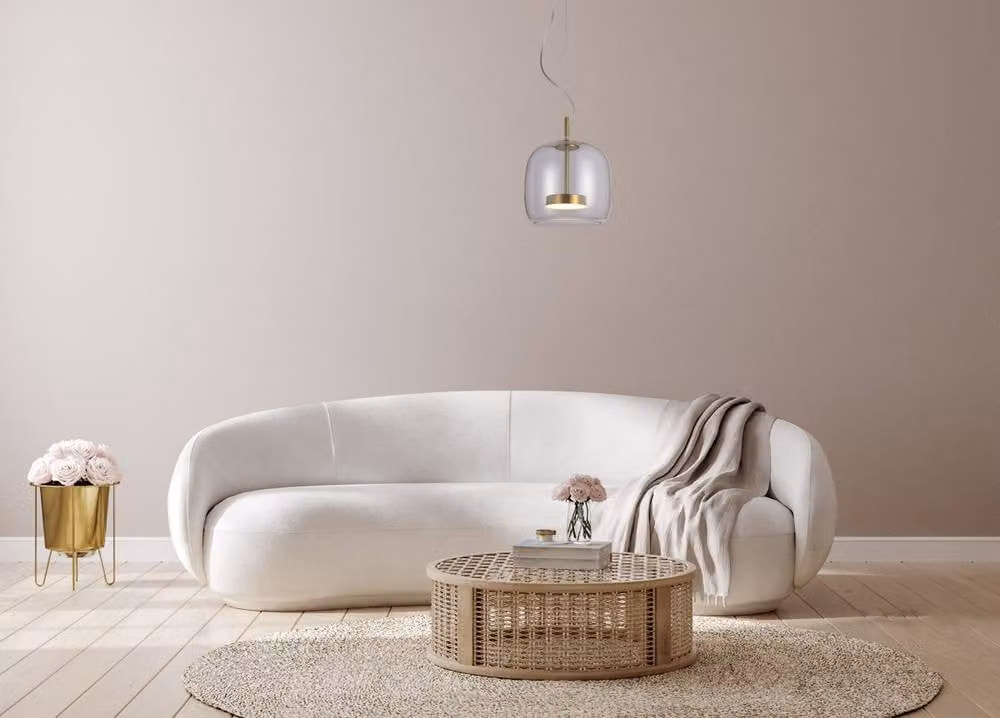 Netlighting Caste Dome Pendant Light in Gold/Brass with Transparent Glass Shade, 26 cm Diameter, 3000K Warm White LED – 2