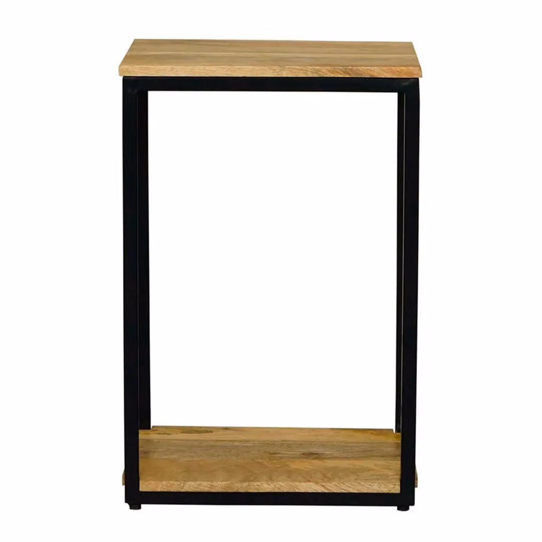 Jaipur Furniture Ltd Ravi 4 Side Mini Side Table, Mango Wood and Iron, Brown and Black, W: 41 cm, D: 31 cm, H: 61 cm – 2