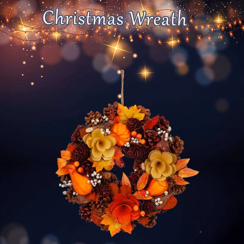 VFM e-Store Autumnal and Christmas Floral Wreath in Brown and Multicolour, W: 31 cm, H: 30 cm – 3