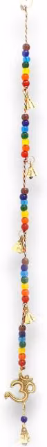 KDMK Indian Brass OM Chimes with Multicolour Chakra Beads in Gold