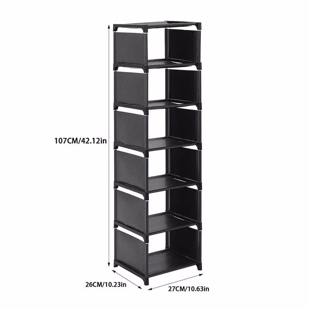 Kelvenix 7-Tier Slim Vertical Freestanding Shoe Rack in Matt Black – 2