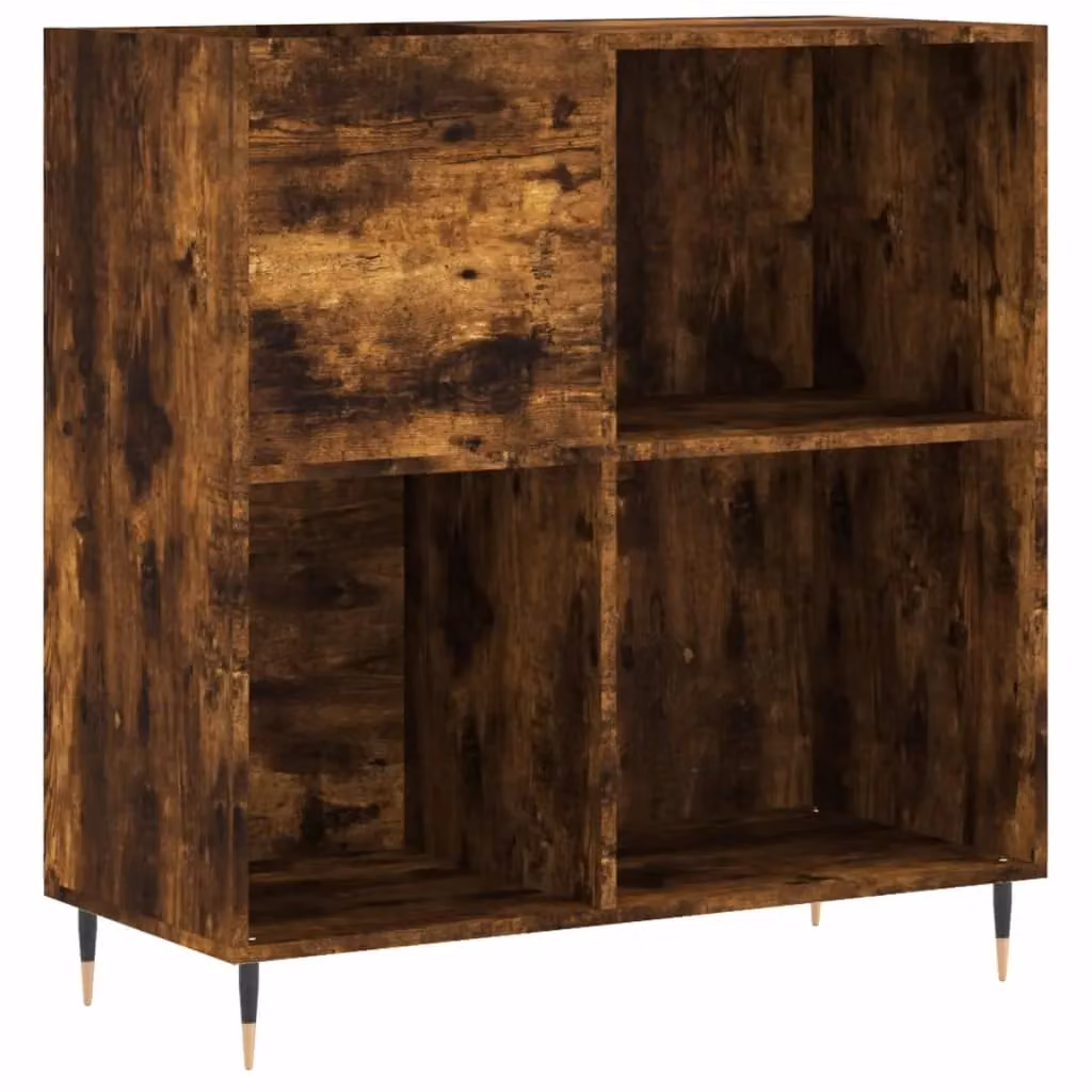 Berkfield Home Record Cabinet in Smoked Oak Brown, W: 84.5 cm, D: 38 cm, H: 89 cm – 2