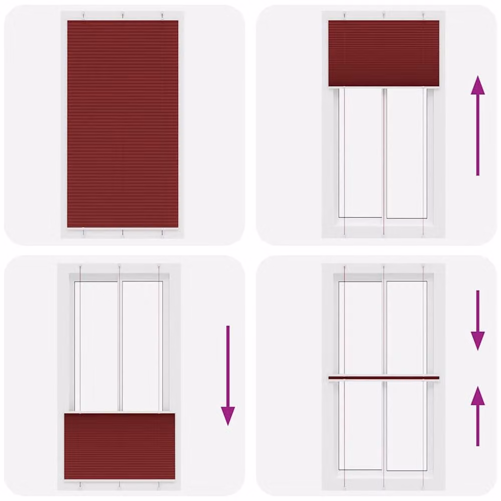 Berkfield Home Single Pleat Corded Blind in Bordeaux Red, W: 105 cm, H: 200 cm, Semi-Transparent Polyester Fabric – 3
