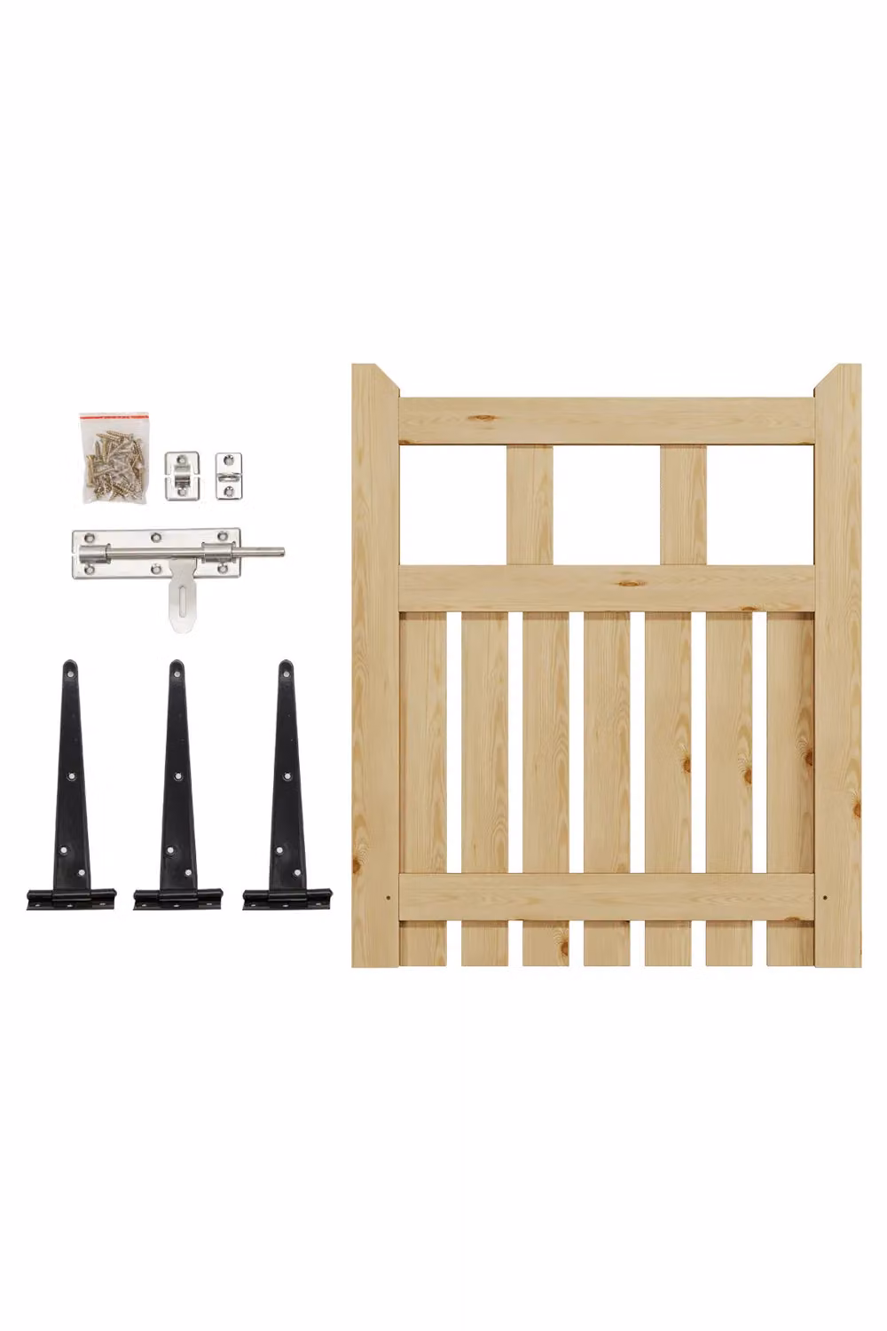 Living and Home Brown Wooden Outdoor Rectangular Garden Gate, W: 76 cm, H: 90 cm – 3