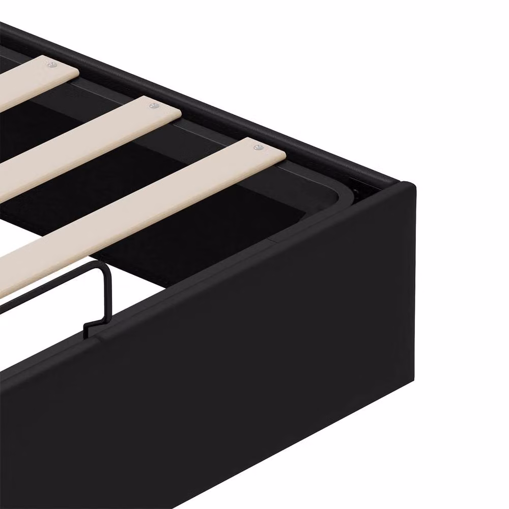 Berkfield Home Queen Size Ottoman Bed Frame in Black Faux Leather, W/D/H: 150 x 200 cm – 4