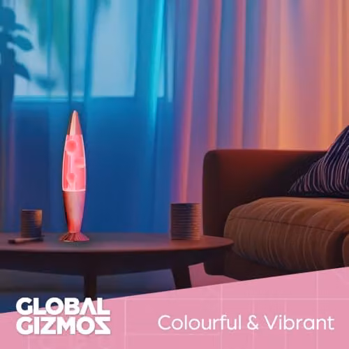 Global Gizmos 48879 Pastel Pink Lava Lamp with Rose Gold Chrome Base – 4