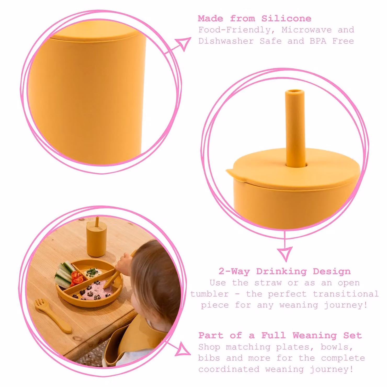 Tiny Dining BPA-Free Silicone Sippy Cup Tumbler with Straw, 120ml, Beige – 2