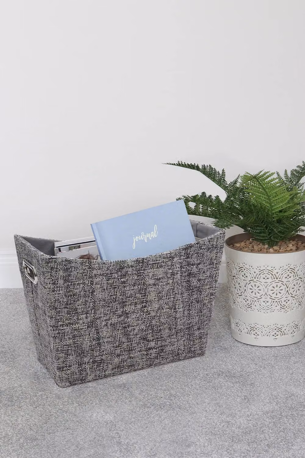 JVL Urban Rectangle Fabric Magazine Holder in Grey – 2