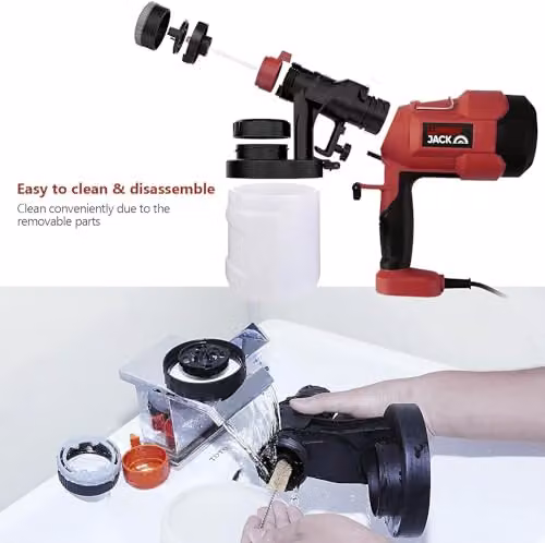 Lumberjack 500W Electric Handheld Paint Spray Gun in Red with Copper Nozzle, Adjustable Spray Pattern and Variable Flow – 3
