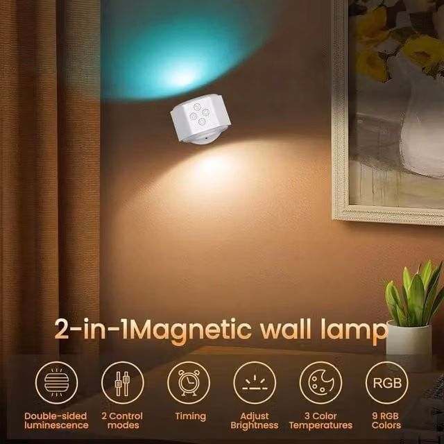 SPETLEK White LED RGB Up and Down Rotating Wall Lamp with Remote and Touch Control