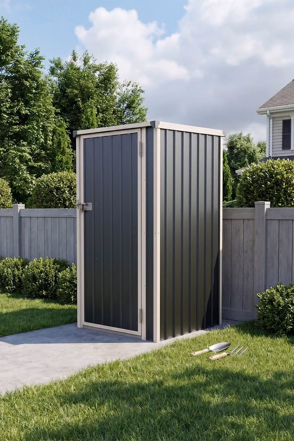 Garden Sanctuary Metal Pent Roof Garden Tool Storage Shed in Dark Grey, W/D/H: 91.44 x 91.44 x 161 cm – 3