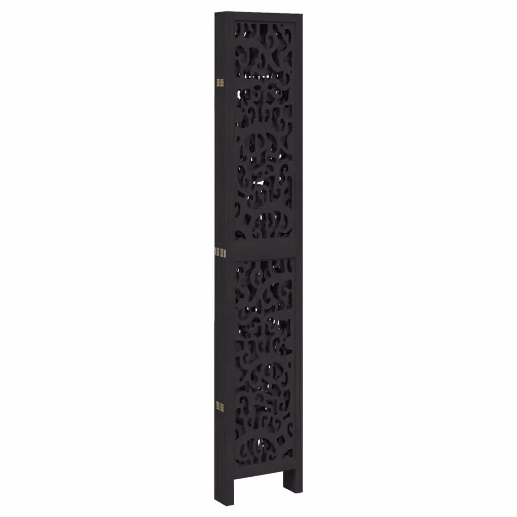Berkfield Home 6 Panel Black Solid Paulownia Wood Room Divider – 3