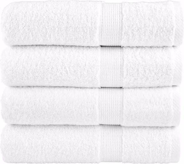 Berkfield Home SOLUND Premium Cotton Terry Hand Towels, White, 4 Pack, W: 50 cm, L: 100 cm, 600gsm