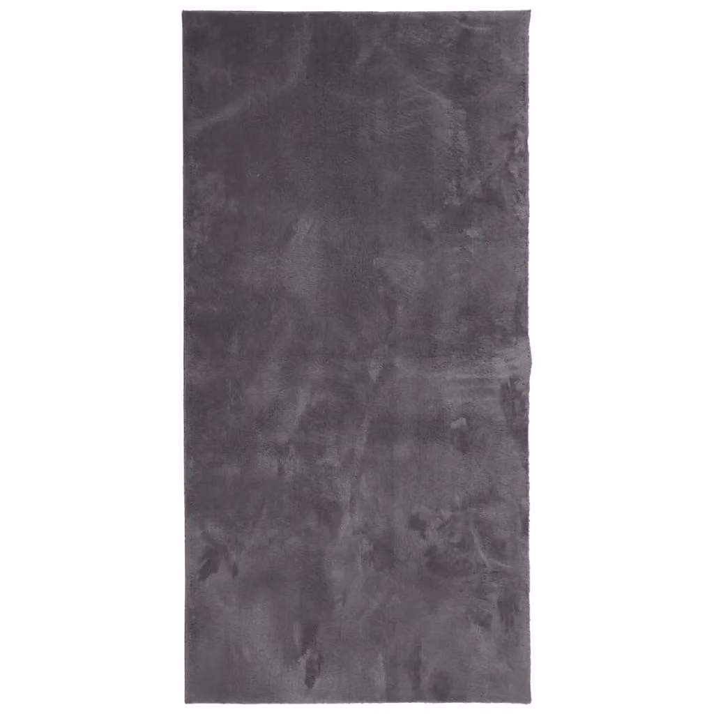 Berkfield Home Round Short Pile Soft and Washable Rug in Anthracite and Black, Diameter: 100 cm – 1