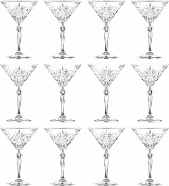 RCR Melodia Geometric Cocktail Martini Glasses, 210 ml, Transparent/White
