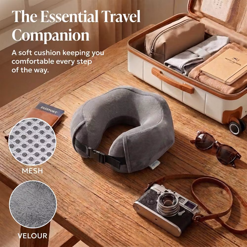 Lugg Memory Foam Travel Pillow with Storage Bag in Grey – 6