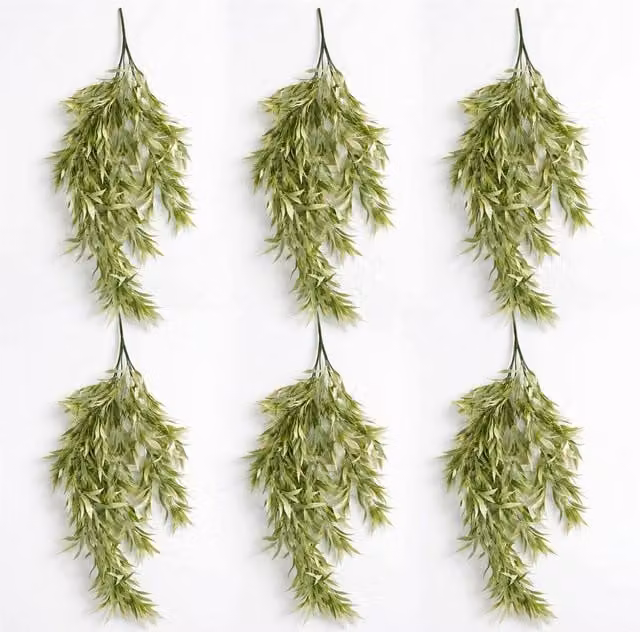 Botanik Pack of 6 Green Artificial Hanging Leaf Foliage, 80 cm